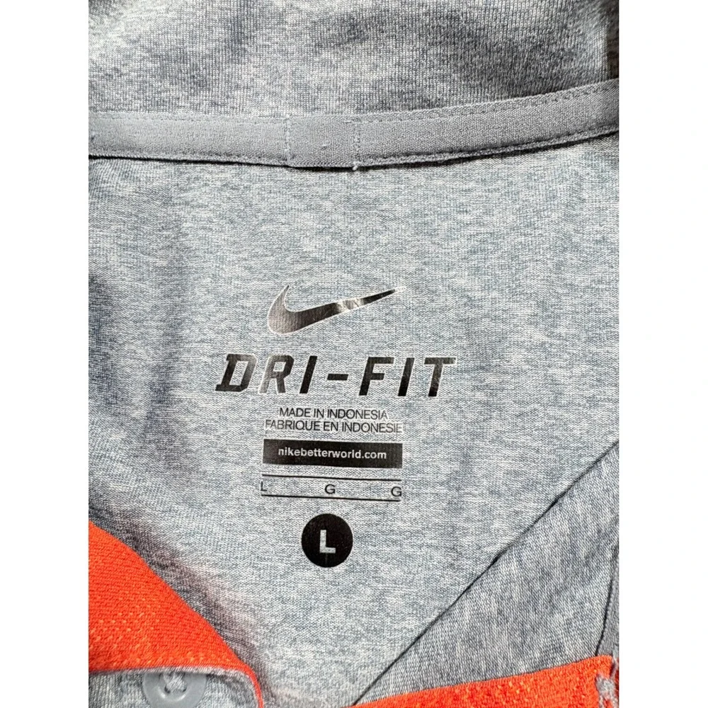 Nike Virginia Tech DriFIT Polo Shirt L Breathable Athletic Gray Orange VT Hokies